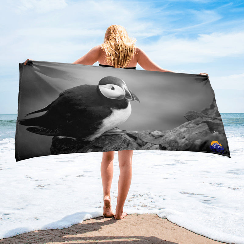 Atlantic Puffin Black and White Towel - Go Wild Photography [description]  [price]